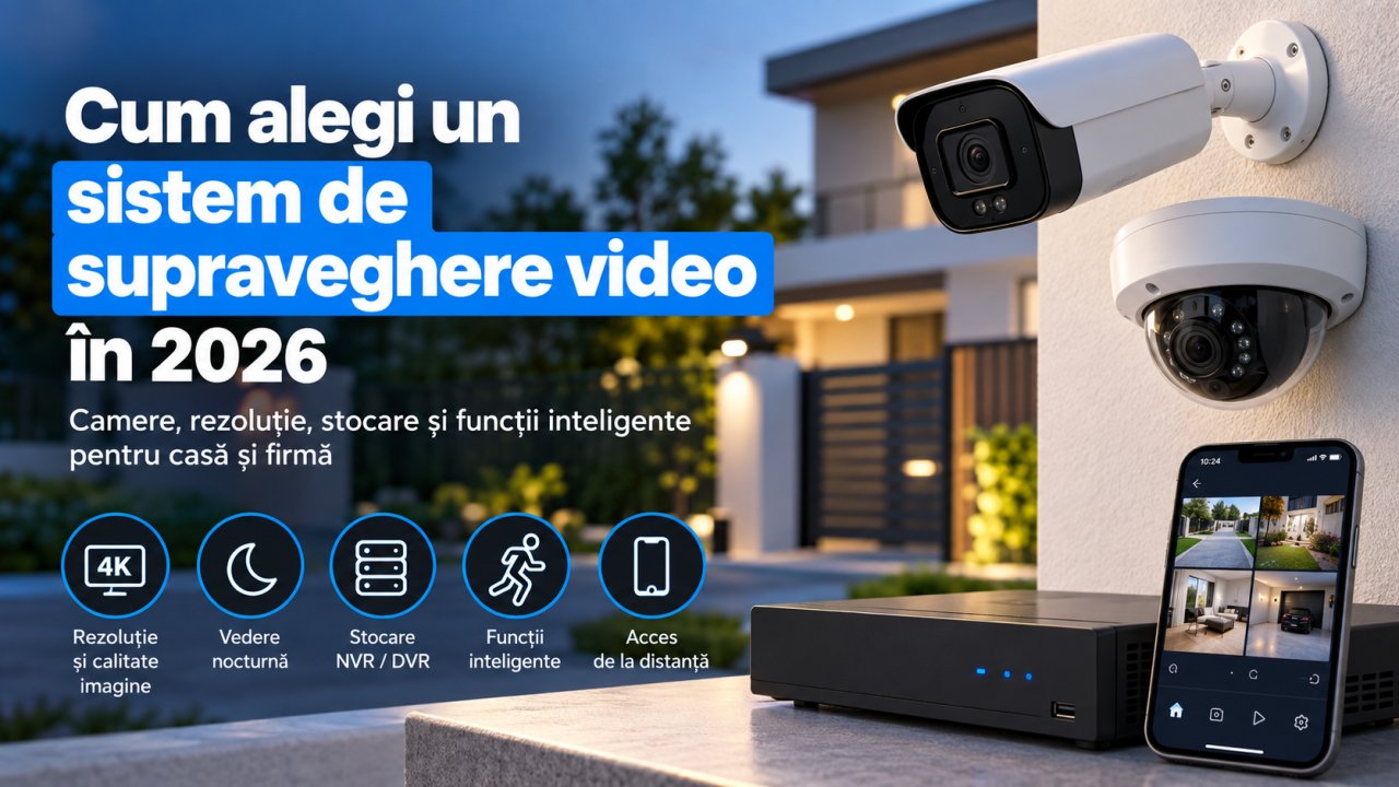 Cum alegi un sistem de supraveghere video în 2026: camere, rezoluție, stocare și funcții inteligente